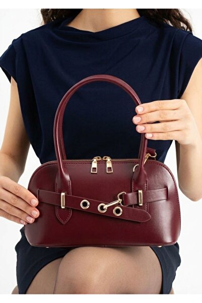 Zealous Με λεπτομέρεια ζώνης Βουργουνδία Vegan Δερμάτινο Γυναικεία Τσάντα χιαστί