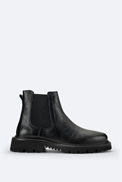 Avva Men's Black 100% Leather Flexible Sole Chelsea Boots A52Y8001