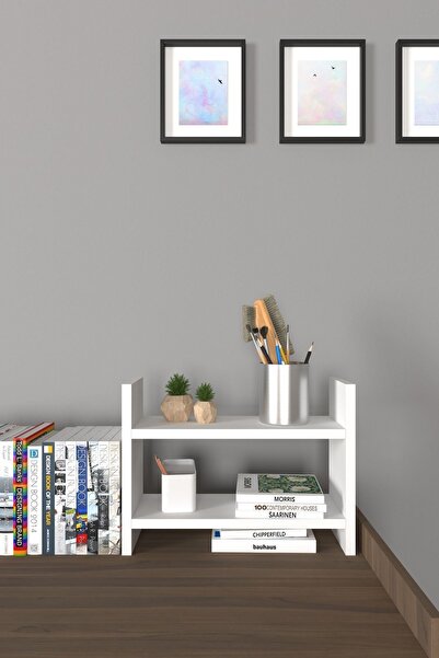 Mirobi رف ديكور متعدد الأغراض من أرلي، رف مكتبي، رف كتب فوق المنضدة، أبيض