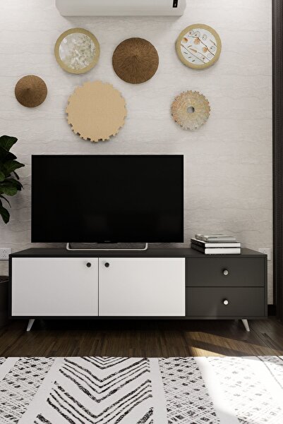 Mirobi Leder Modern Dekoratif TV Ünitesi Televizyon Sehpası Antrasit 160 cm