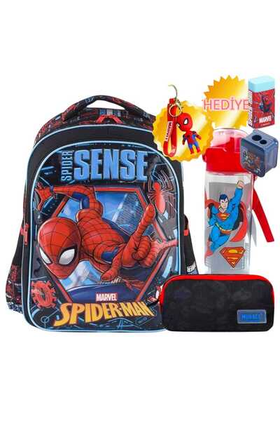 Marvel Lisanslı Okul Çantası Kalem Çantası Set - Lisanslı Suluk&Matara Hediye