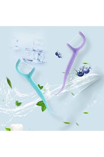 PESITRO Set 200 Bucăți Ață Dentară cu Scobitoare – Aromă de Mentă & Afine, Ambalaj Verde și Mov