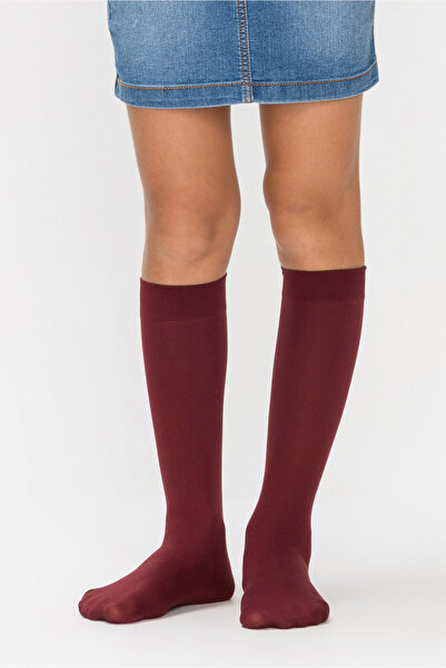 Penti Girl's Pretty Micro 40 Burgundy Trouser Socks