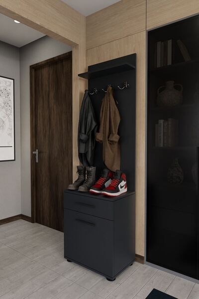 Mirobi Defone Dekoratif Portmanto Vestiyer Antrasit