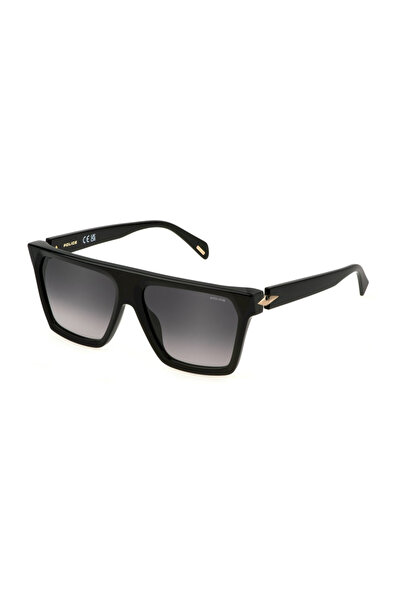 Police Men's Sunglasses Splm01 0700, Black, Rectangular, 57 Mm