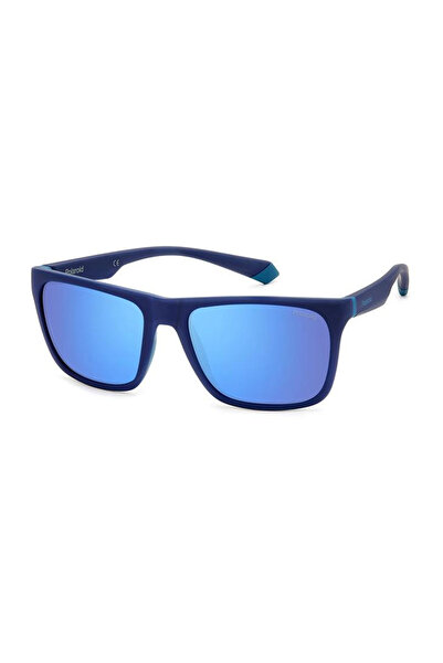 Polaroid Men's Sunglasses PLD 2141/S VGL/5X, Blue, Rectangular, 57 mm