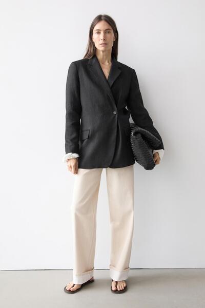 Massimo Dutti American double-breasted linen jacket