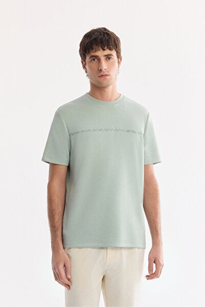 Avva Men's Mint Green Bicycle Printed Viscose Blended Interlock Regular Fit T...