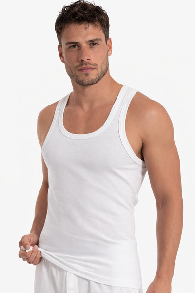 Öztaş Underwear Erkek Beyaz 3'lü Ribana Atlet