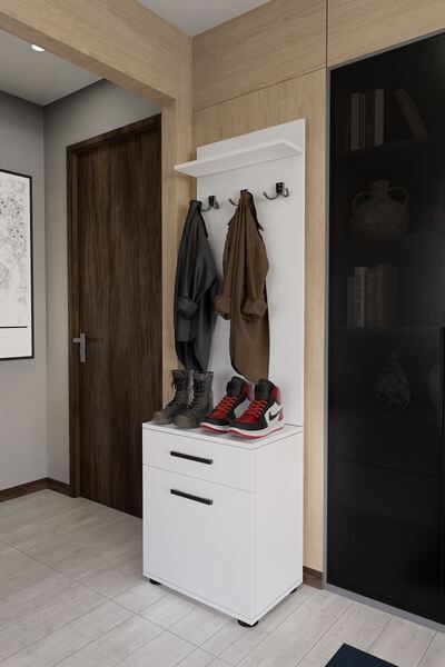 Mirobi Defone Dekoratif Portmanto Vestiyer Beyaz