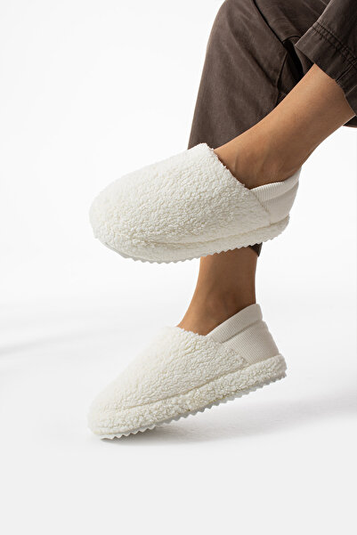 Moda Devrin Papuci albi - Cizme de acasă, țesătură Terry, pantofi de acasă cu...