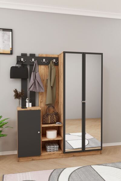 Mirobi Bublisa Vestiyer Portmanto Ayakkabılık Atlantik Çam Antrasit