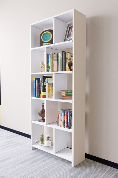 Mirobi Cordoba 5 Raflı 10 Bölmeli Kitaplık Dekoratif Modern Kitaplık, Beyaz