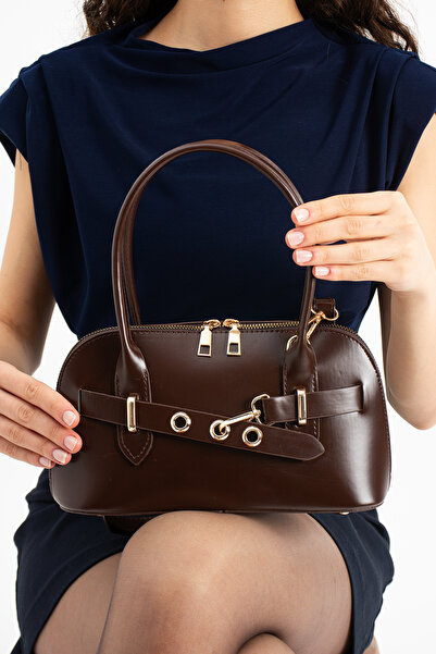 Zealous Με λεπτομέρεια ζώνης Καφέ Vegan Δερμάτινο Γυναικεία Τσάντα χιαστί