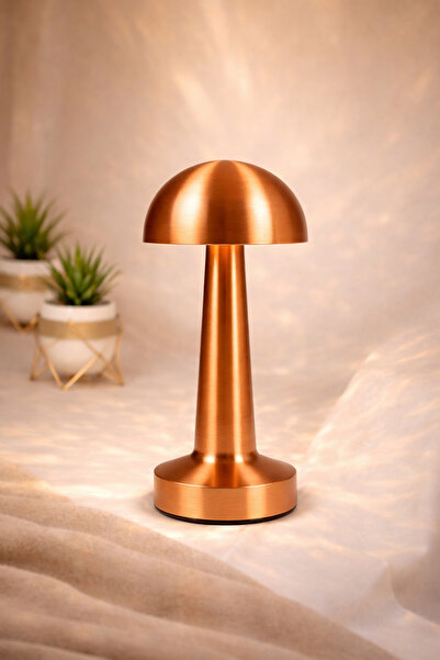 Telvesse Şarjlı Mantar Masa Lambası Metal Dokunmatik 3 Işık Parlaklık Ayarlı ...