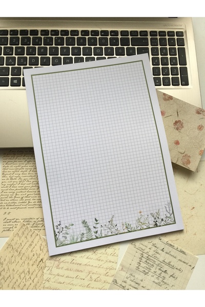 LaCerdaDizayn A4 Yeşil Çiçekli Notepad, Memopad, Not Defteri