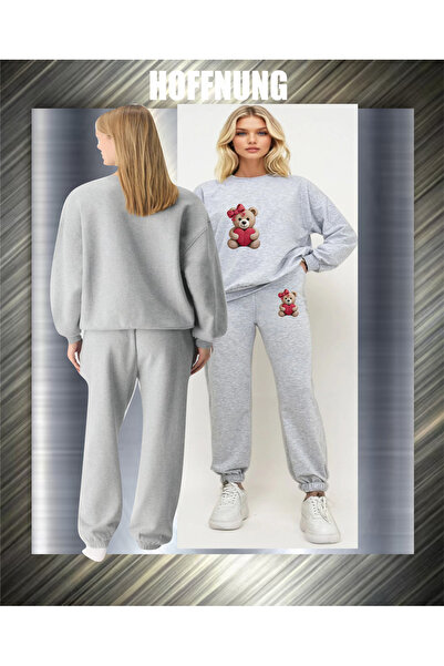 HOFFNUNG UNISEX Σετ casual φόρμας Heart Bear για εξωτερικούς χώρους, Πλήρες Φ...