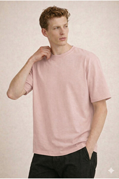 FLAMOVA Men's Oversize Fit 100% Pa Cotton Round Neck T-Shirt