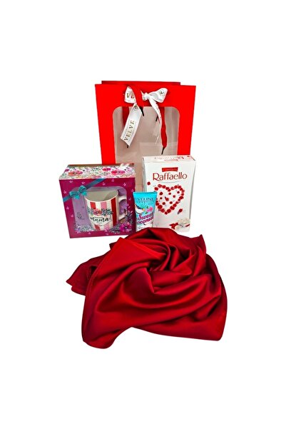 velve Set cadou „Cea mai buna mama din lume”,esarfa,cana,praline Raffaello si...