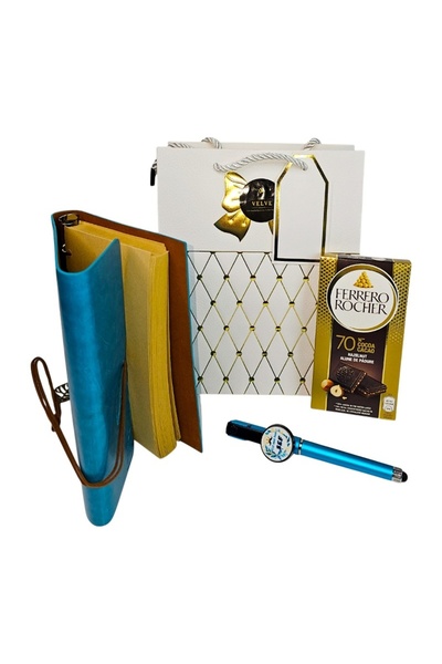 velve Set elegant "Cel mai bun Sef" cu jurnal vintage, pix touchscreen si cio...