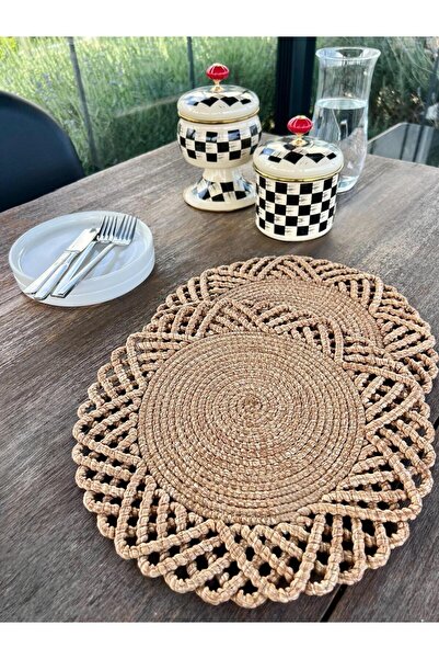 home inn 2'li Set Hasır Görünümlü Amerikan Servis-Leke Tutmaz Natural 33 cm