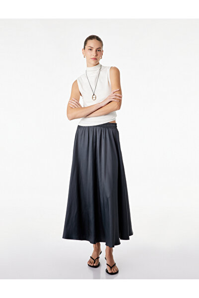 Koton Fusta lungă din satin, evazată, cu șireturi în talie