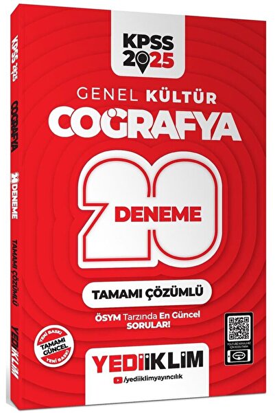 Yediiklim Yayınları 2025 KPSS Genel Kültür Coğrafya Tamamı Çözümlü 20 Deneme