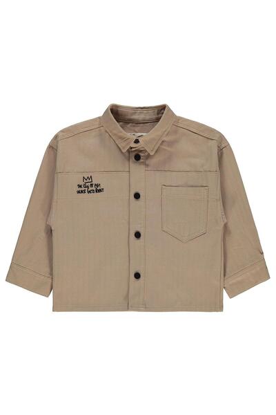 Civil Boys cu imprimeu Cămașă pentru copii 2-5 ani - Bej 5-6 ani