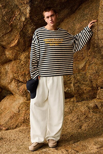 Bershka Keten karışımlı süper baggy fit pantolon