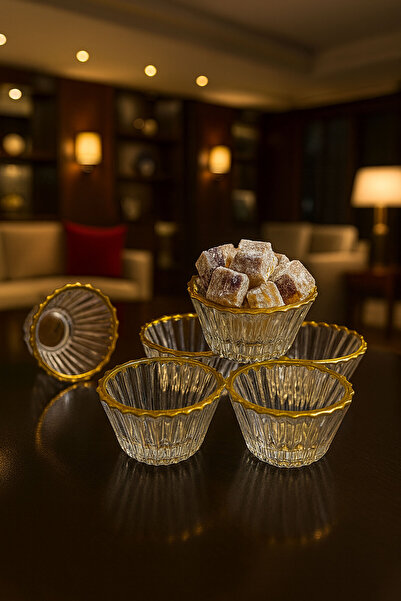 Mutfiko 6’lı Şık Cam Lokumluk Mini Kase Seti | Lokumluk Çerezlik Sosluk Sunum...