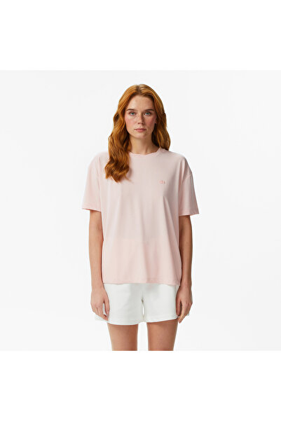 Lacoste Kadın Relaxed Fit Bisiklet Yaka Açık Pembe T-Shirt