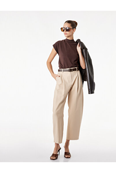 Koton talie înaltă detaliu la curea cu detaliu la buzunar cu pliuri Pantaloni...