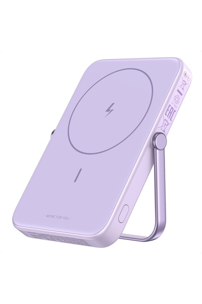 Ugreen Baterie externă cu afișaj digital, Ugreen, încărcare rapidă, magnetică, 5000mAh, USB-C, 18W, 5V/3A, violet