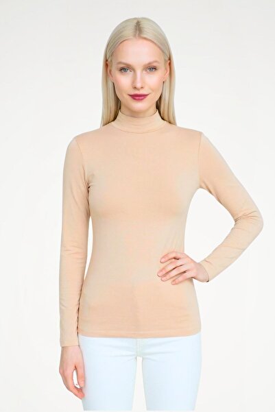 Newteam Kadın Bambu Uzun Kol Balıkçı Yaka Body, Hafif, Rahat ve Terletmeyen