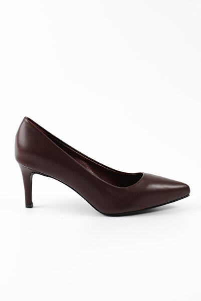 Tuna Genuine Leather Claret Red Stiletto Women's Shoes - Rgn80123