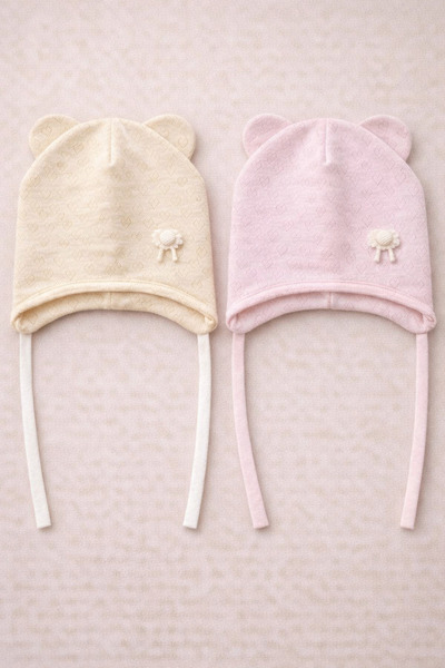 greenmoss %100 Pamuk Yazlık Bebek Nefes Alan Yazlık Kulaklı Bebek Beresi