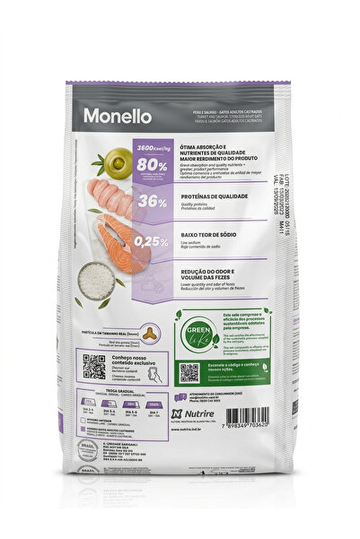 Monello طعام جاف معقم للقطط - سمك السلمون والديك الرومي، 1 كجم (للتحكم في الوزن)