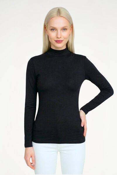 Newteam Kadın Bambu Uzun Kol Balıkçı Yaka Body, Hafif, Rahat ve Terletmeyen