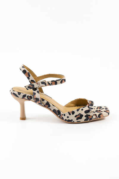 Tuna Genuine Leather Leopard Heels for Women Sandals - Rgn5141