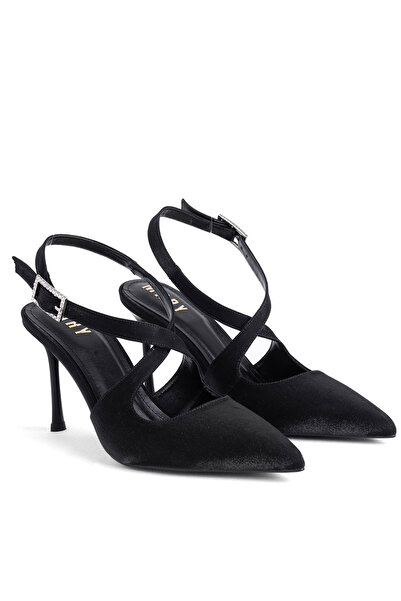 MARY Evening Dress Heeled Shoes Satin Stiletto Heel Long Heel Open Back Heele...