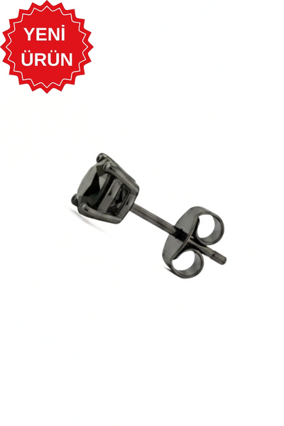 bymissmücevherat 925 Ayar Gümüş Siyah Rodajlı 4 mm Siyah Zirkon Taşlı Tektaş ...