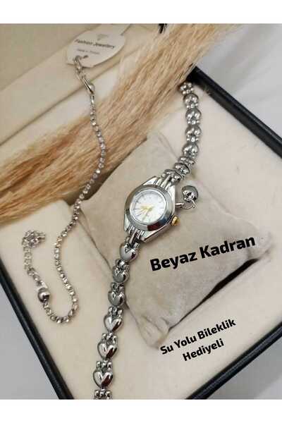 Brality MİNİMAL MODEL - BEYAZ Renk Kadran - Charmlı Pinterest Gümüş Renk Kord...