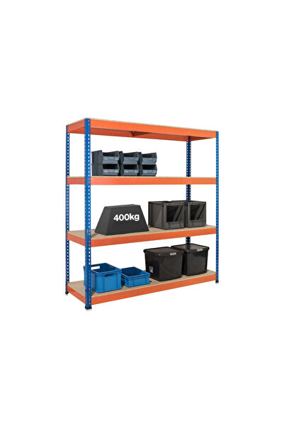PROCART Metal storage rack, 4 shelves, 400 kg/shelf, 180x60x183 cm