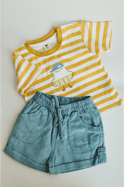 ToffyHouse Sunny Stripe Chick Tee & Shorts Set