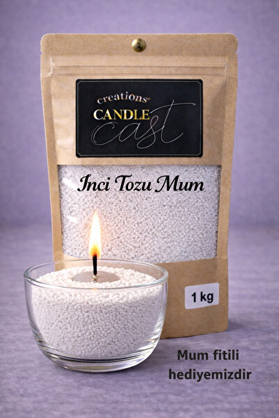 CandleCastCreation Vanilya Kokulu Beyaz İnci Tozu Mum 1 KG - Kum Mum - Toz Mum