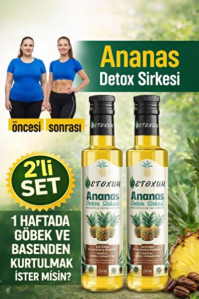 Detoxum Zayıflamak kilo vermeye yardımcı tok tutma Ananas Detox Sirke Prebiyo...
