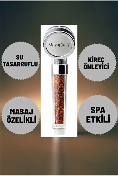 Mayaglory Arıtmalı Boncuklu Krom Duş Başlığı Lüks