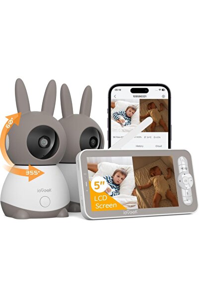 ie Geek Camera de supraveghere cu monitor video pentru copii si bebelusi 2 in...