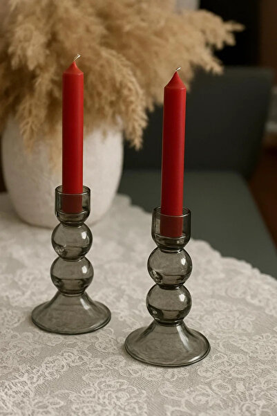 ArtnestbyAysun Kırmızı Yılbaşı Şamdan Mumu, Kırmızı Yılbaşı Mumu 2 li Set, Öz...