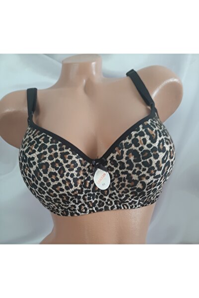 Butik Leopar desenli desteksiz balenli kadın tek sütyen